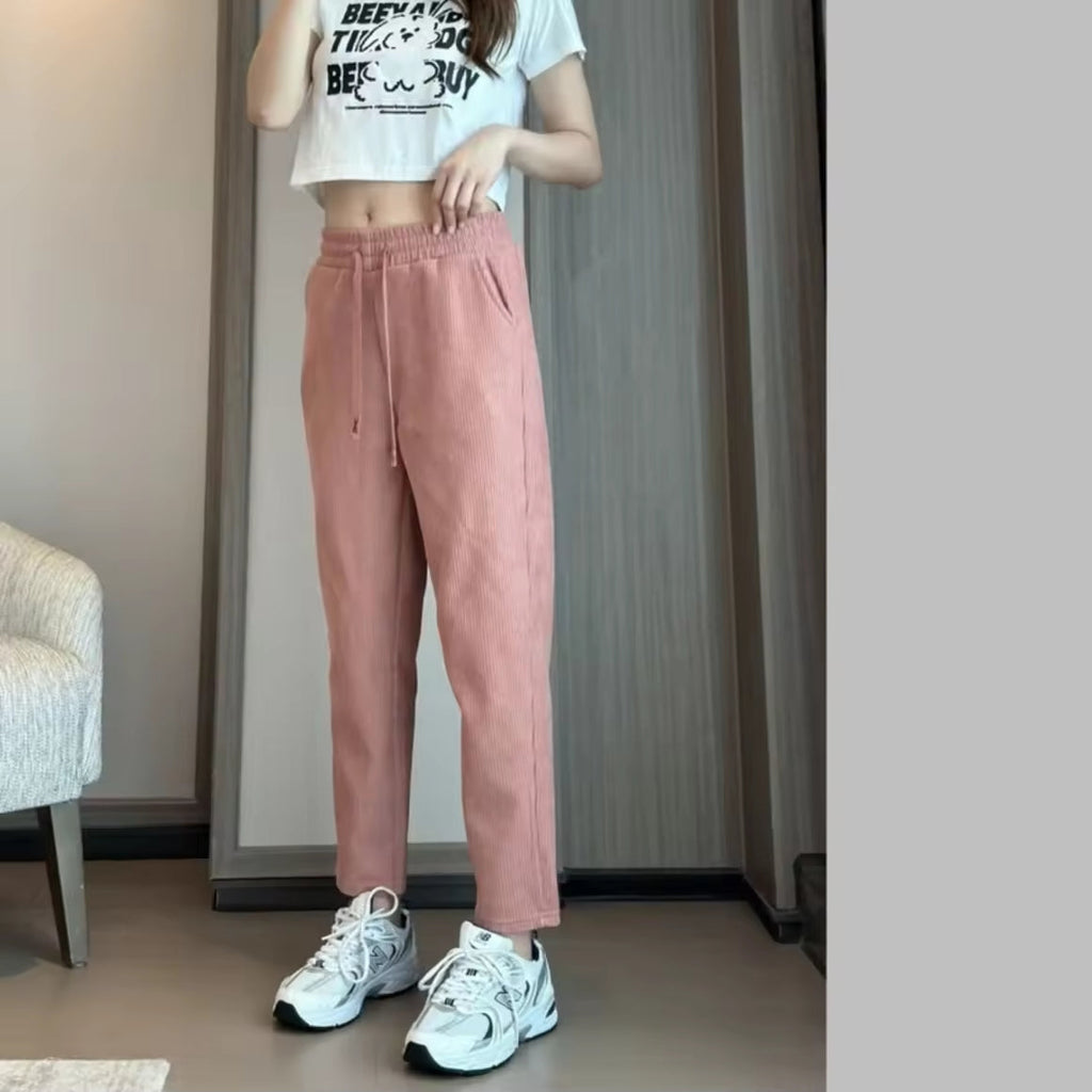 Korean Fashion Women High Waist Cargo Style Pants Casual Outfit Straight Cut Womenswear Trouser Basic Minimalist