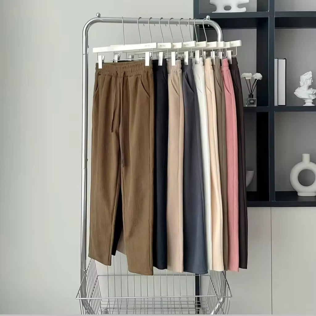 Korean Fashion Women High Waist Cargo Style Pants Casual Outfit Straight Cut Womenswear Trouser Basic Minimalist