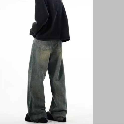 Denim Fashion Unisex High Waist Vintage Blue Wide Leg Jeans Denim Pants For Men and Women
